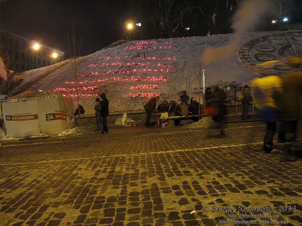 Фото Киева. Улица Институтская возле площади Независимости. «Евромайдан» 24 января 2014 года, около 20:10.