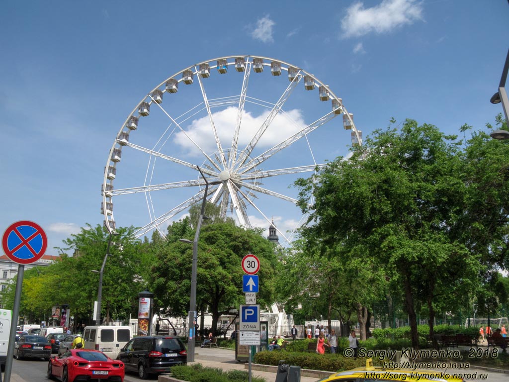 Будапешт (Budapest), Венгрия (Magyarország). Фото. Пешт. Площадь Елизаветы (Erzsébet tér). Колесо обозрения (Budapest Óriáskereke).