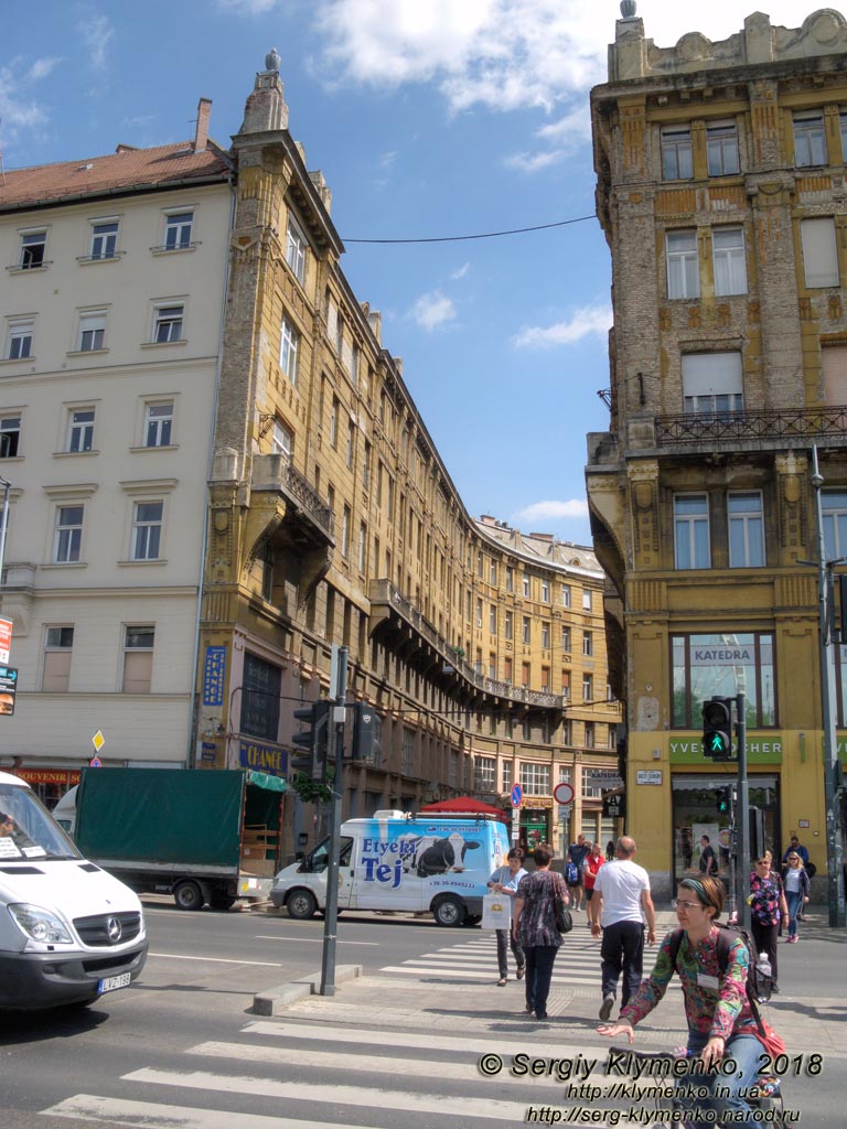 Будапешт (Budapest), Венгрия (Magyarország). Фото. Пешт. Угол проспекта Bajcsy-Zsilinszky (Bajcsy-Zsilinszky út) и аллеи Anker (Anker köz).