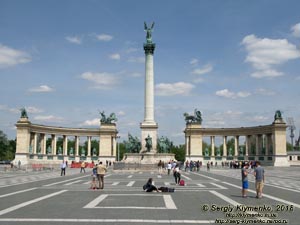 Будапешт (Budapest), Венгрия (Magyarország). Фото. Площадь Героев (Hősök tere). Монумент Тысячелетия (Millenniumi emlékmű).