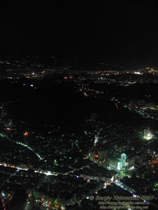 Фото Тайваня (Республика Китай), Тайпей (Тайбэй). Небоскреб «Тайпей-101»: вид вечернего Тайпея с обзорной площадки (на юг).