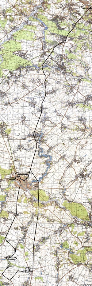 Киевщина, Белая Церковь (Александрийский парк) и село Пархомовка. Схема маршрута.