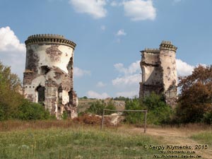 Тернопольская область, возле села Нырков. Фото. Башни Червоногородского замка (48°48'15"N, 25°35'48"E), вид с запада.