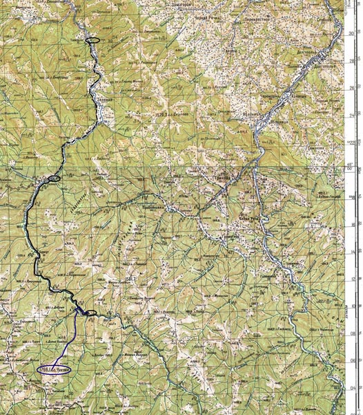 Карпаты. Схема маршрута от селения Топильче до горы Чивчин. Внимание! Размер файла около 1,1MB.