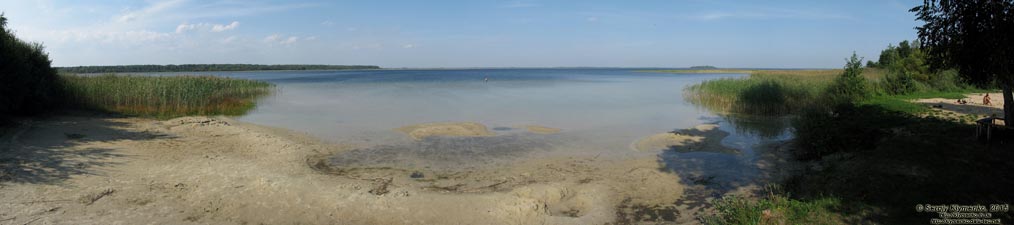 Волынь, Шацкие озёра. Фото. Живописный вид озера Свитязь. Панорама ~210° (51°29'01.20"N, 23°47'58.40"E).