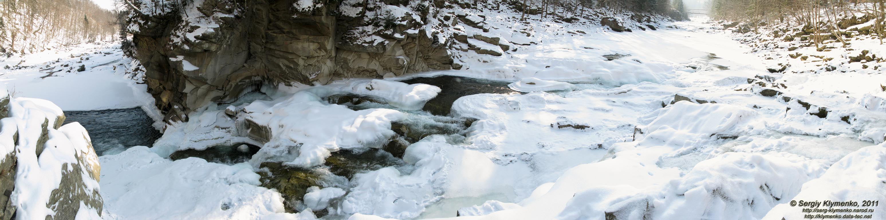 Фото Карпат, Ивано-Франковская область. Яремченский водопад. Панорама ~120°.